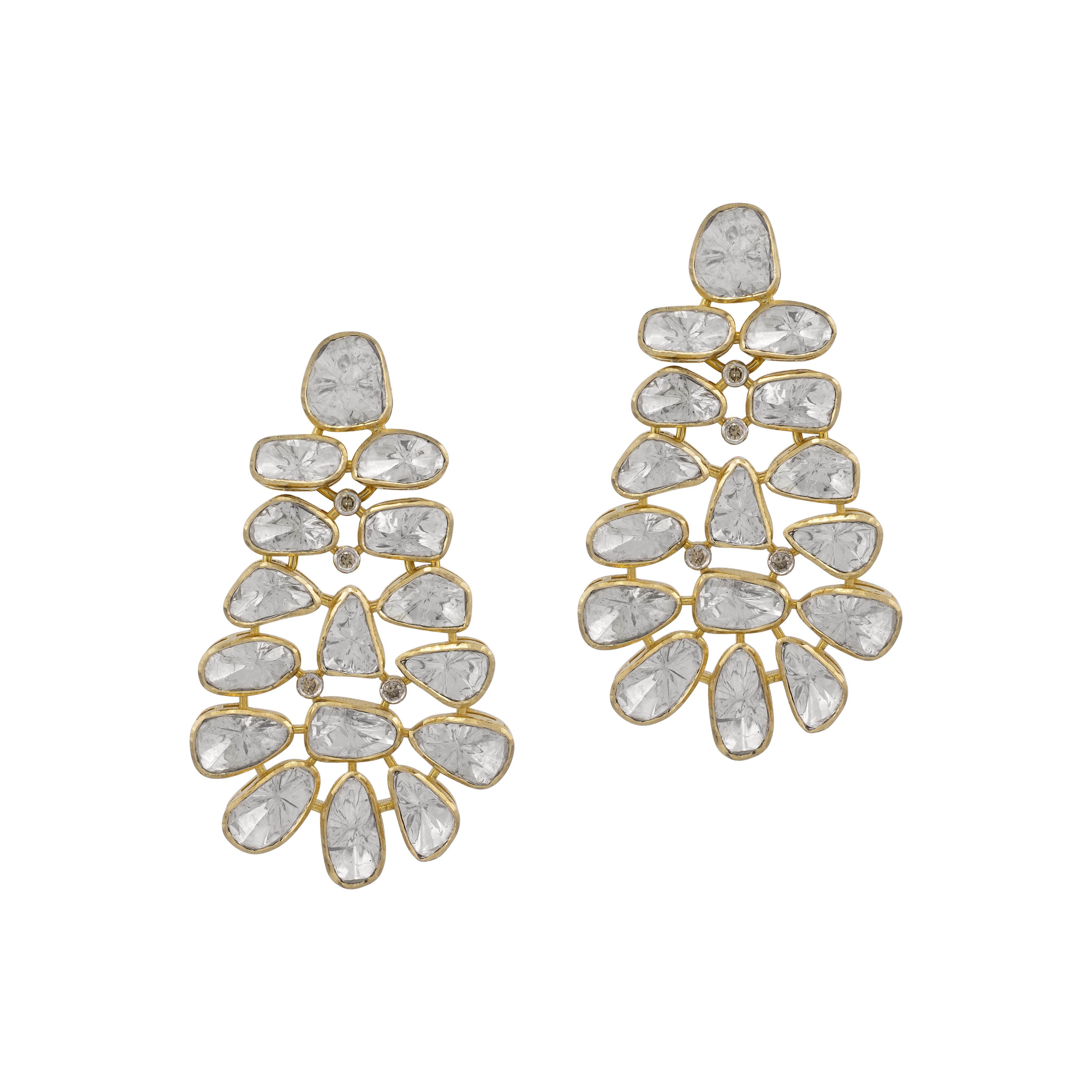 Unshaped Polki Cascading Cluster Earrings